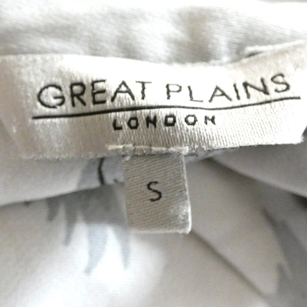 Great Plains Blouse Women Size S Gray Cranes Birds Designer Top Long Sleeve - Picture 3 of 10